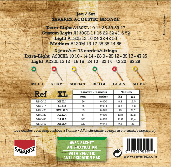 سیم گیتار سیم گیتار آکوستیک ساوارز SAVAREZ A130XLساوارز SAVAREZ A130XL 1