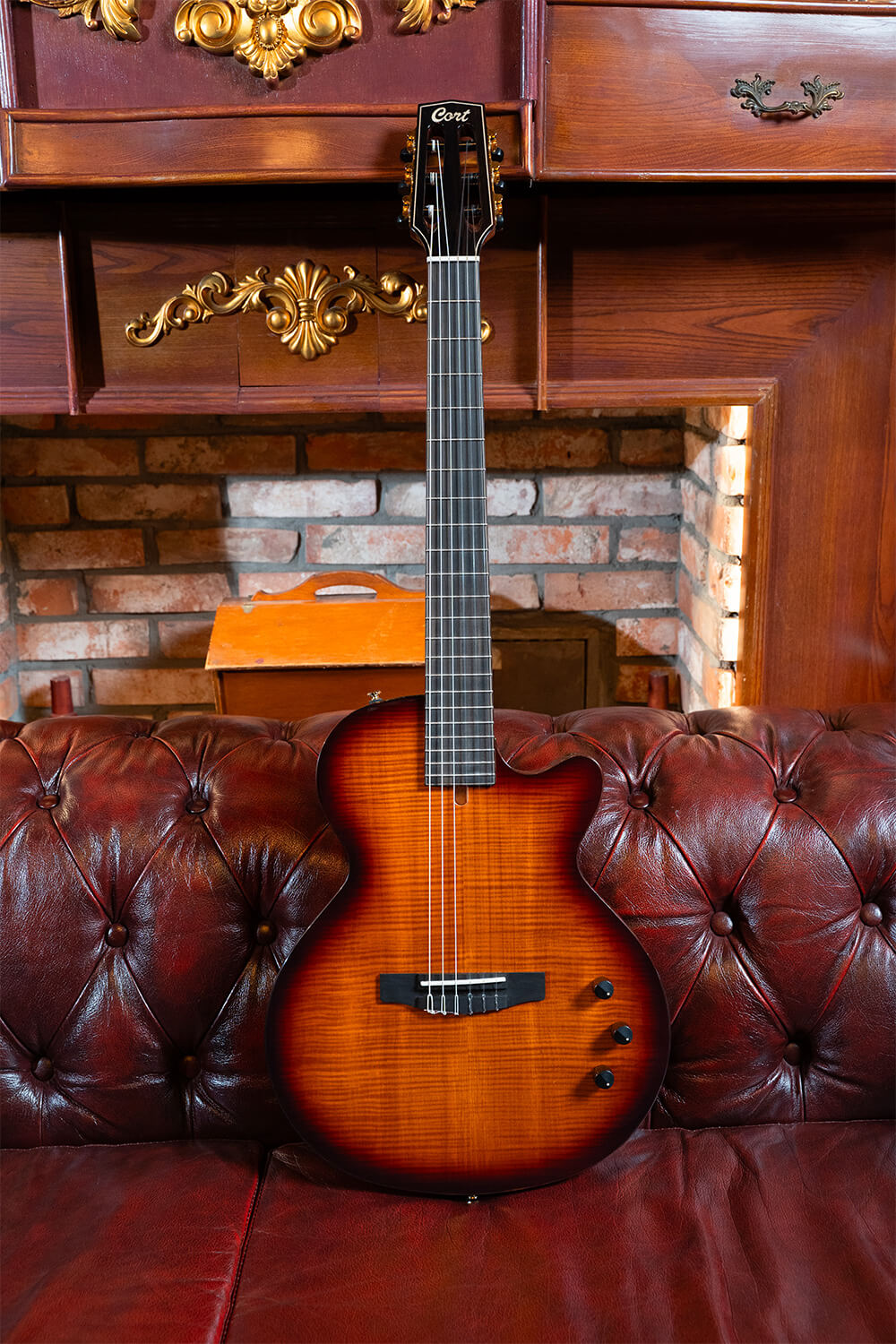 فینگربورد گیتار کورت نایلون الکتریک Cort Sunset Nylectric DLX - Tobacco Sunburst
