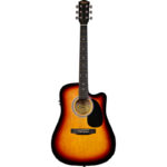 نمای کامل و اصلی گیتار آکوستیک SQUIER SA-105CE DREADNOUGHT SUNBURST